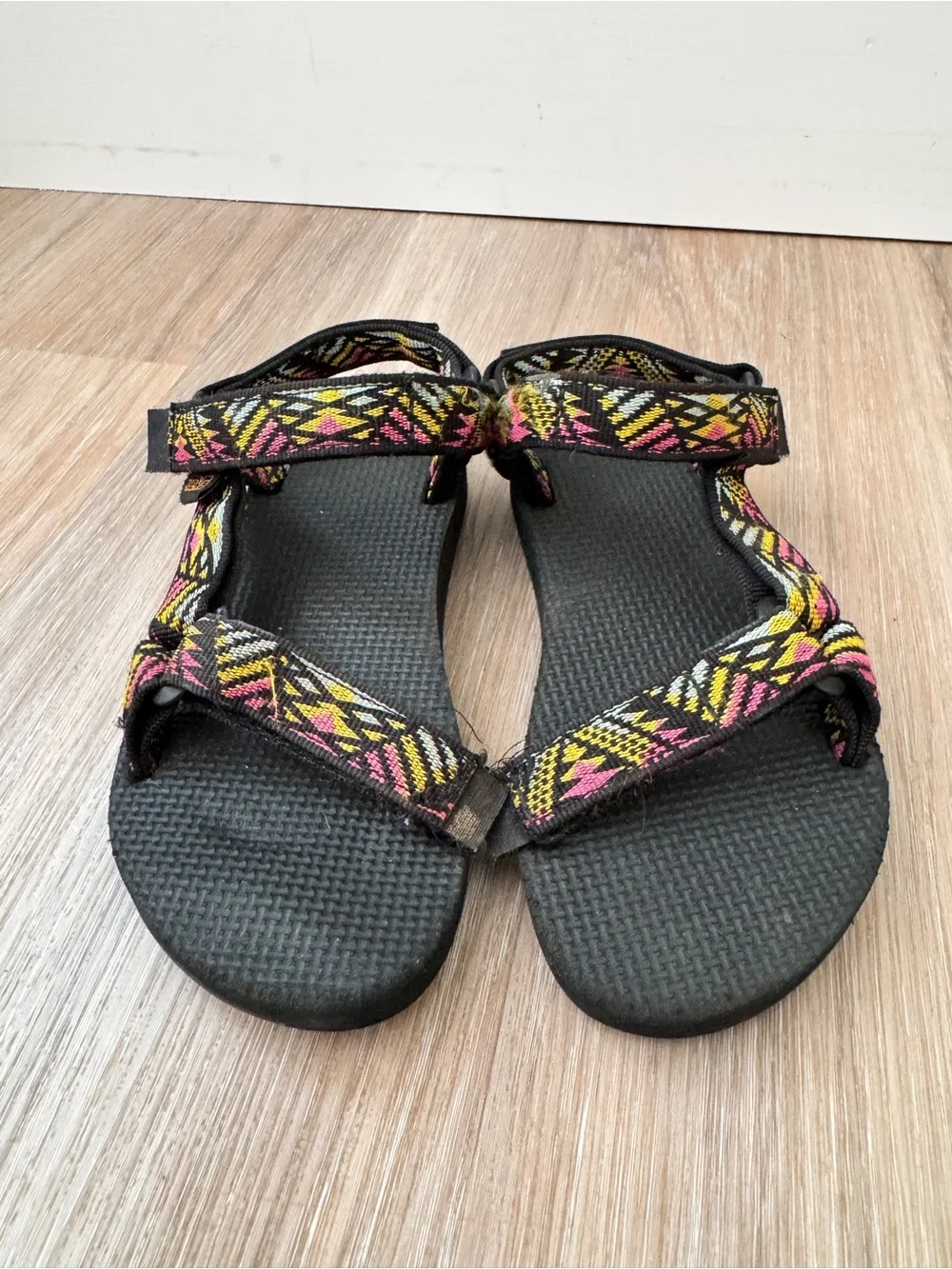 Teva Original Universal Kids Sandals Size 13 Colorful Geometric Strappy Shoes